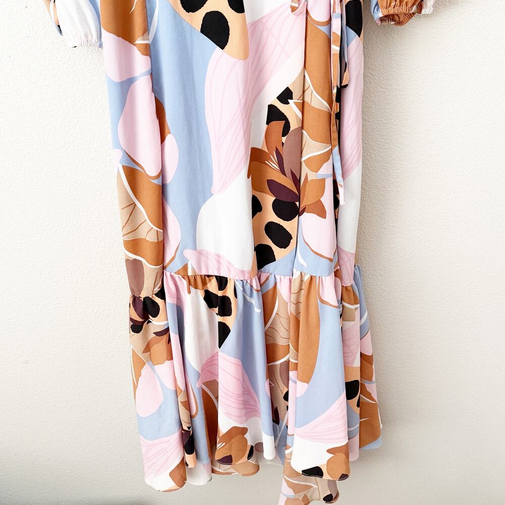 HUTCH x ANTHROPOLOGIE | Bloom Wrap Maxi Dress Ruffle Lace-up Back Abstract | XL - Picture 7 of 9